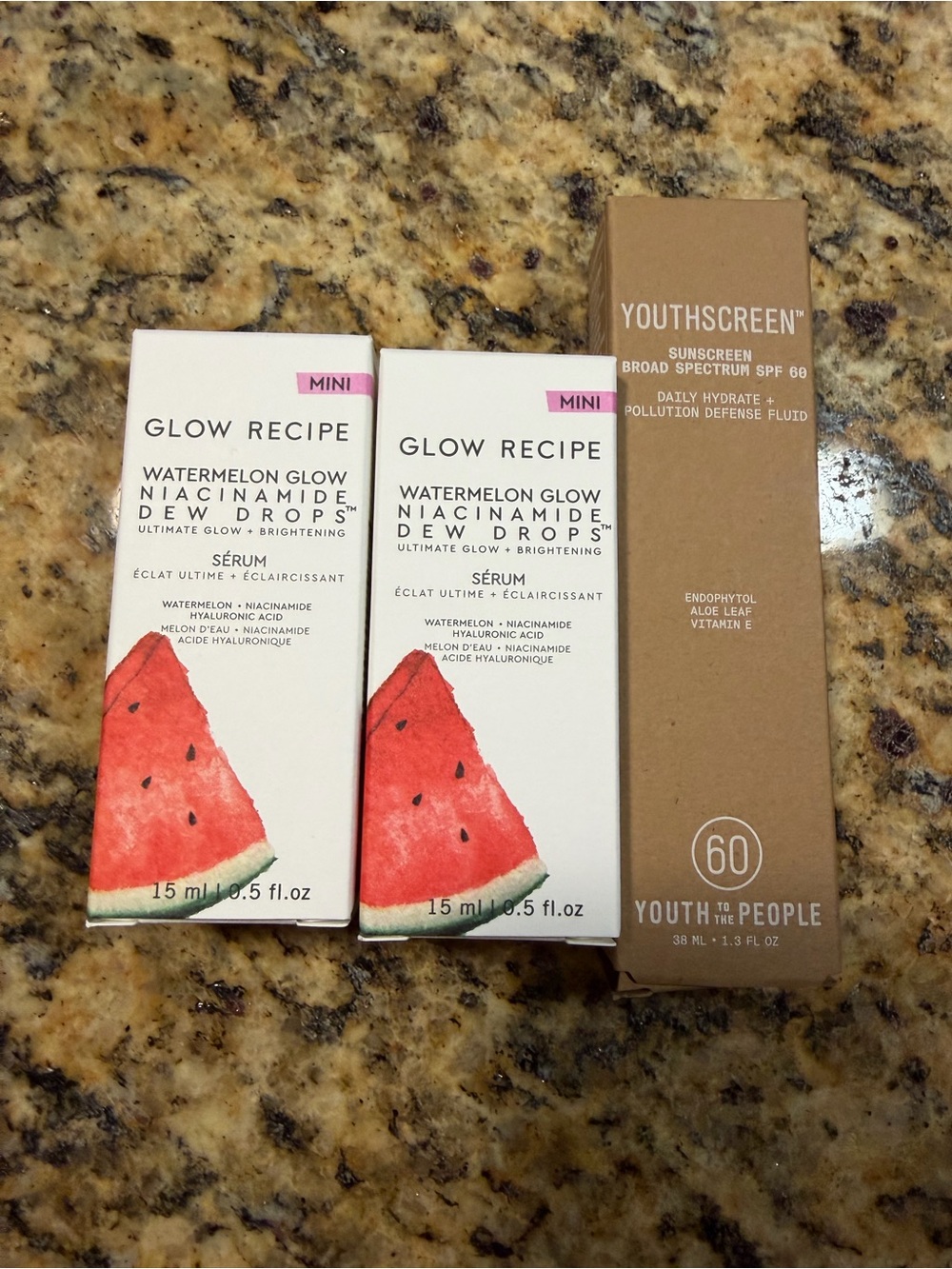2 Glow Recipe Watermelon Niacinamide Dew Drops Serum & Youthscreen spf 50 NWT